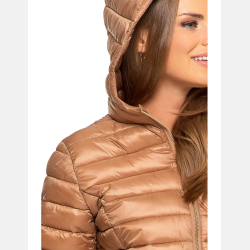 Przejściowa PUCHOWA kurtka damska BEŻOWA  z kapturem MORAJ